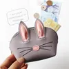 Portacarte in pelle PU con orecchie di coniglio 3D con portachiavi appeso Coniglietto portamonete porta carte di credito Bomboniera RRA2865