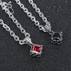 ZS панк красный черный цвет квадратный цирконий ожерелье мужская нержавеющая сталь Jeewelry хип-хоп байкер Ожерелье для мужчин мальчиков