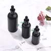 Bouteille en verre noir avec compte-gouttes en verre 30 ml 50 ml 100 ml en gros E bouteilles liquides pour les produits de soins de la peau de parfum d'essence