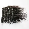 Afro Kinky Curly Clipe em Extensões de Cabelo Humano Brasileiro 100% Remy Hair 120g / Set Jet Black Color 1 #