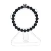 Mäns och Kvinnors Matt Black Agate Pärlor Ädelsten Armband Wrist Crown Present Armband