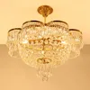 Led Modern 100% Brass Crystal Chandelier Romantic Luxurious French Copper Crystal Chandeliers Lights Fixture Bedroom Home Indoor Lighting