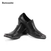Batzuzhi chaussures Oxfords en cuir formel noir chaussures d'affaires à enfiler chaussures en cuir d'affaires 6.5 cm hauteur augmentée Zapatos Hombre, 38-46