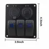 Rocker Switch with Power Socket Dual USB charger 3 gang waterproof Damp proof for car boat RV maring