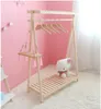 INS Multifunctional Clothes Hat Rack Children Cabinets Creative Solid Wood Floor Clothing Racks Wooden Cloth Store Display Shelf