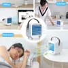 Mini Portable Air Coolers conditioner Small USB Rechargeable Desktop Cooling Fan Built-in Ice Box with LED Night Light for Office Home
