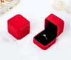 New Fashion 10 Color Square Velvet Caixa de jóias vermelhas Caixa de casamento de casamento Ring Brife -brife
