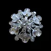 1,25 tums silverpläterad Clear Rhinestone Crystal Diamante Flower Pin Brosch