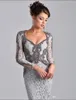 Modest Long Sleeve Mother Of The Bride Dresses Lace Appliqued Sequins Beaded Long Mother Formal Party Dresses Evening Gowns192t