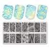 Groothandel 6 stks stempelen voor nagels regen dier afbeelding nagel stempelen platen bloem blad water marmeren sjabloon Nail Art Tools