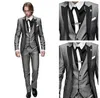 Moda Açık Gri Damat Smokin Tepe Yaka Groomsmen Erkek Gelinlik Yakışıklı Adam Ceket Blazer 3 Parça Suit (Ceket + Pantolon + Yelek + Kravat) 914