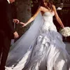 Luxury Designer Mermaid Bröllopsklänningar Sweetheart Neck Ruffle Skirt Bridal Gowns Crystal Pärlor Illusion Lace Bröllopsklänning Anpassad 3874