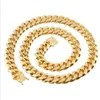 High Quality Stainless Steel Necklace 18K Gold Plated Miami Cuba Link Chain Men Gold Punk Hip Hop Jewelry Chains necklaces 16mm 18242e