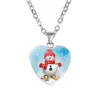 Merry Christmas Heart shape Necklace For Women Men Reindeer tree Santa Claus Bell snowman Pendant Chains Fashion festival Jewelry