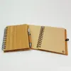 Hout Bamboo Cover Notebook Spiraal Blootblok met pen 70 vellen gerecycleerd gevoerd papier