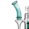 Blauw groene Bong Dab rig Hookahs Spline Perc recycler Oil Pipes bongs met 14 mm joint bedwelmend glas om te roken