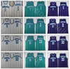 Maglia da basket da uomo Alonzo Mourning Jersey Tyrone Muggsy Bogues Larry Johnson Vintage All Stitched Purple Green White Home Uniform Alta qualità