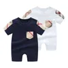 Kinder Designer Kleidung Mädchen Jungen Kurzarm Plaid Strampler 100% Baumwolle Kinder Jumpsuits Säuglingskleidung Baby Säuglingskleidung 3 Farbe