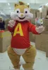 2018 Alta qualidade quente Adorável Marrom Alvin e os Esquilos Ratos Mouse Rat Chipmuck Traje Da Mascote Mascotte