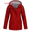 Women Coat 2019 Autumn And Winter Jacket Solid Rain Outdoor Plus Waterproof Hooded Raincoat Windproof Zipper Coat S-5XL