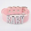 Girocollo con nome personalizzato personalizzato BABY per collana Kawaii da donna con collare grande in pelle vegana