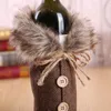 Bottoni di vino rosso natalizio sacche di copertura per bottiglie di lino copri in bottiglia di natale abiti da festa per bottiglie decorazioni per la casa tavolo 3182477
