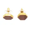 Pendientes geométricos de piedra natural pendientes hexagonales de moda con temperamento para mujer