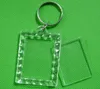 Free shipping 35pcs Blank Acrylic Keychains Insert Photo plastic Keyrings Square Key Rectangle heart circular accessories