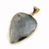 6 st Natural Crystal Stone Gemstone Pendants 18K Guldpläterad Europa Populär stil Hängsmycke Smycken Ny 40 * 26 mm