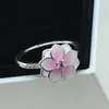 Rosa Magnolia Flower Elegant Ring för Pandora 925 Sterling Silver Luxury Designer Kvinnors födelsedagspresentring med originallåda