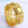 New Luxury Women Big Wide Bangle 70mm CARVE THAI BAHT Gold GP Dubai Style African Jewelry Open Bracelets With CZ For Middle221e