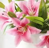 Fake Flower Bouquet Supply Simulation Lily for Lady Gift Artificial Large Lily Romantic Flower Lily Branch for Home Shop Decoration GB140