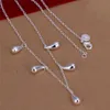 Plated Sterling Silver Naszyjnik 18 cali Wiszące Pięć Krople Wody Naszyjnik DHSN131; 925 Srebrny Płyta Naszyjniki Biżuteria