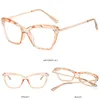 القط العين النساء النظارات الشمسية الإطار الرجعية نظارات الكريستال شفافة مع عدسات واضحة 7 ألوان
