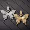 Iced Out Naszyjnik Złoty Srebrny Butterfly Naszyjnik Mężczyzna Kobiet Moda Biżuteria Hip Hop