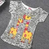 Meninas do verão de manga curta t-shirt Casual Mulheres animal impressão Tee Tops Vintage Female forma camisetas O-pescoço camisa branca de t