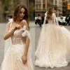 Romantyczny Romantyczny Suknie ślubne 2020 Spaghetti Paski Iluzja Gorset Top Appliqued Tulle Beach Bridals Suknie Vestidos de Noiva Plus Size