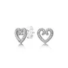 Women's Authentic 925 Silver Love Heart Stud Earrings for Pandora CZ Diamond Wedding Jewelry Earring with Original box Set