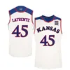 Kansas Jayhawks كلية نيك كوليسون # 4 كرة السلة الفانيلة بول بيرس # 34 رائف Lafrentz # 45 رجل مخيط مخصص أي اسم