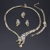 Nieuwe sieraden set voor vrouwen bruiloft mode luipaard kristal verzilverde ketting oorbellen armband ring accessoires