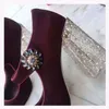 Shipping 2020 Leather Free 10CM Transparent Chunky High Heels Round Toes Dress SHOES Party Wedding Mary Jane Diamond Flo 6271