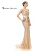 2019 السخية 2019 حبات كاملة مع الشريط Vneck Zipper Champagne Mermaid Prom Dresses الرسميات سهرة الحفلات 53997032380