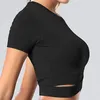 Women Casual Crop Tops Bandage Sport Strap Vest Long Sleeve Bandage T-shirt Workout Fitness Athletic High Street Solid Tee