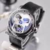 New 45mm Admiral's Cup Bubble Tattoo Carving Punk Steel Case Black Dial Big White Skull Automatic Tourbillon Mens Watch Rubber For Puretime