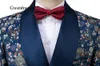 Gwenhwyfar hommes costumes 3 pièces 2019 Série de banquet d'automne Chrysanthemum Navy Blue Groom Men Tuxedos Double Breasted