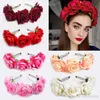 Rose Flower Crown Wedding Festival Headband Hair Garland Wedding Headpiece Fascinators Rose Floral Hairband Wedding Crown HJ114