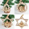 Christmas Decorations 3 Pcs European Hollow Snowflakes Wooden Pendants Rustic Tree Hanging Ornament Home Party Decor Dropship /d1