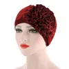 Femmes Bonnets Femme Chapeaux Écharpe Cancer Chapeau Bonnet Chimio Coton Turban Musulman À Volants Fleur Skullies Applique #800