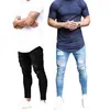 Meak Sıska Mavi Kot Erkekler Sonbahar Vintage Denim Kalem Pantolon Rahat Streç Pantolon 2019 Seksi Delik Yırtık Erkek Fermuar Jeans 3XL