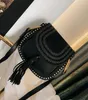 Classic Vintage Woven Saddle Bag Women Handbags Purses Suede Braided Cowhide Rivet Tassel Shoulder Bags Crossbody Messenger bag